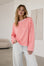 Longsleeve, Streifen, Farbkragen, Koralle