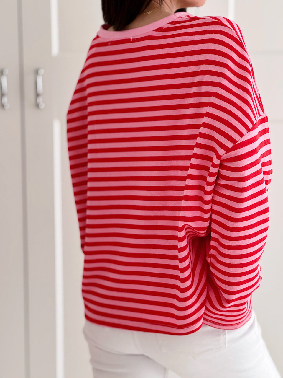 Longsleeve, Streifen, Farbkragen &amp; Weiten Ärmeln, 4 Farben