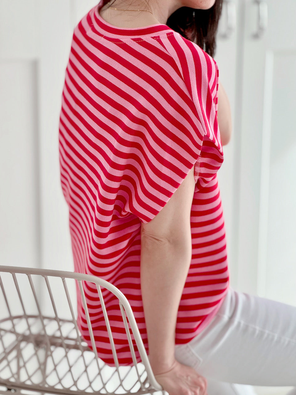 T-Shirt, Cap-Sleeves, Streifen, 4 Farben