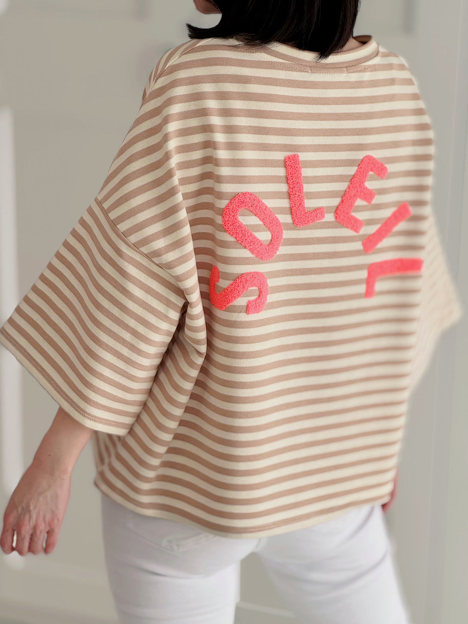 Kurzarmshirt, Streifen, SOLEIL, 4 Farben