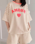 Sweat-T-Shirt, Amour, Streifen, 3 Farben