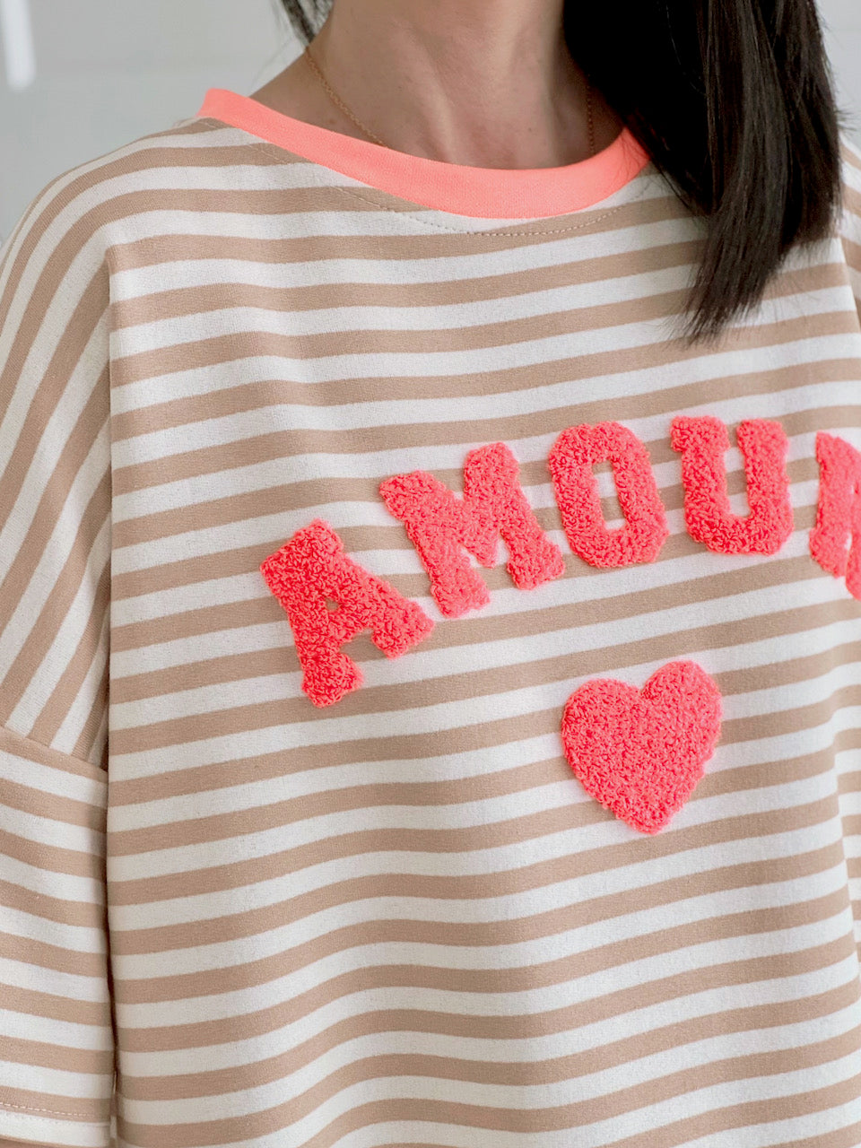 Sweat-T-Shirt, Amour, Streifen, 3 Farben