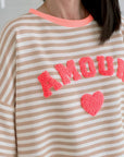 Sweat-T-Shirt, Amour, Streifen, 3 Farben