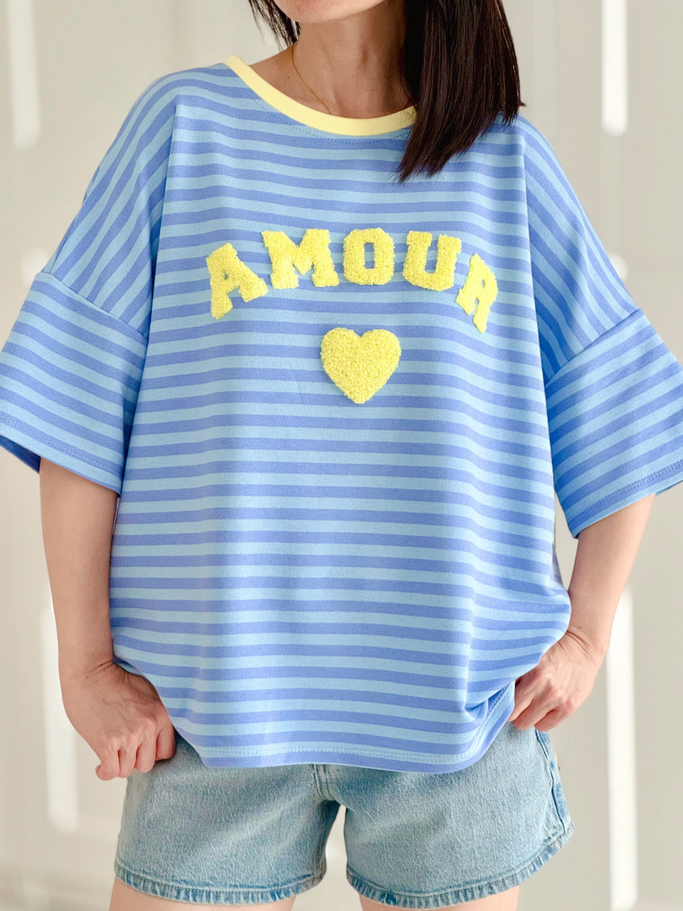 Sweat-T-Shirt, Amour, Streifen, 3 Farben