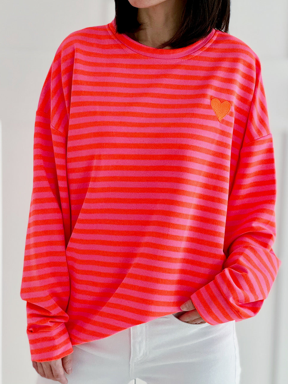 Sweatshirt, Herz, Streifen, 2 Farben