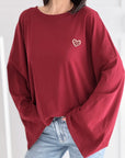 Sweatshirt, Leo-Herz, weite Ärmel, 4 Farben