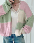 Strickjacke, Blockstreifen, Flauschi, 4 Farben
