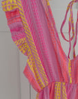 Musselin Kleid, rückenfrei, ärmellos, Ziczag, Candy