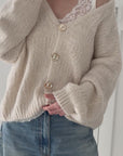 Strickjacke, Zierknöpfen, Flauschi, 3 Farben