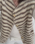 Teddyweste, Streifen, Creme-Taupe