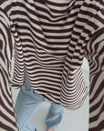 Longsleeve, Streifen, Farbkragen, Schoko