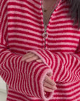 Strickjacke, Streifen, Rot