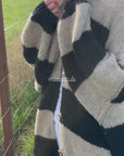 Oversize-Strickjacke, Blockstreifen, Flauschi, 5 Farben