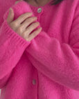 Strickjacke, Mohair, Neon-Pink