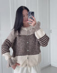 Strickjacke, Streifen, Volantbündchen, Cappuccino