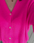Strickjacke, Alpaka, Neon-Pink