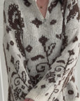 Pullover, Blumenmuster, Cremeweiß