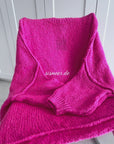 Pullover, flauschi, Stehkragen, Neon-Pink