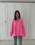 Sweatshirt, Oversize, mit Schlitzbund, 2 Farben