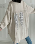 Musselin Bluse, oversize, Engelsflügel, Beige