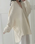 Musselin Bluse, long oversize, Cremeweiß